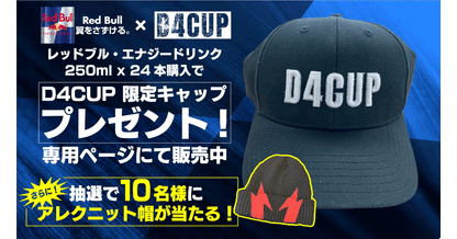 レッドブル・エナジードリンク250ml x 24本を購入でD4CUP限定キャッププレゼント！